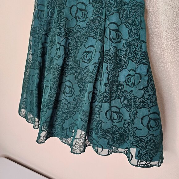 Vintage Zum Zum Size 4 Green Velvet Floral Mini Dress Forest Fairy Whimsigoth - Picture 11 of 11